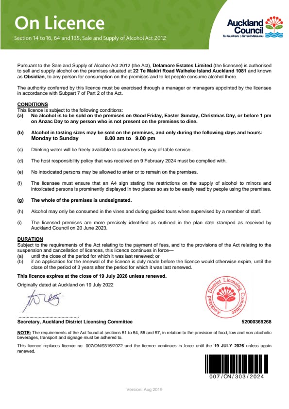 Issued License Obsidian on